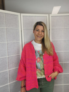 Strickjacke "COZY" pink, meliert