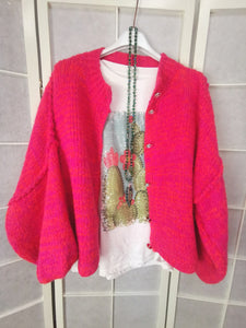Strickjacke "COZY" pink, meliert